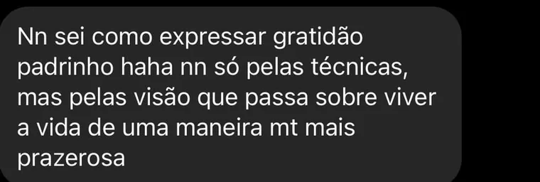 Print de relato de aluno sobre o Chocolatinho